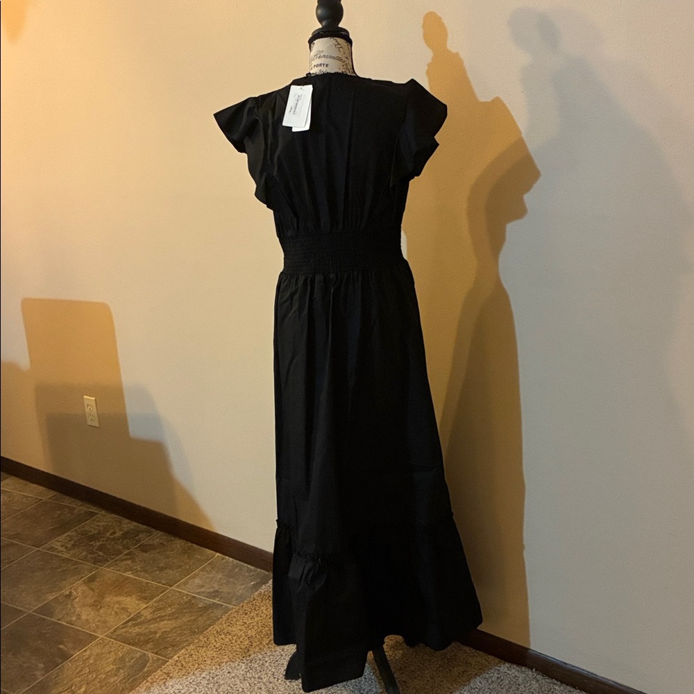 Molly Bracken Black Maxi Dress with Ruffle Sleeves from Monkees - Picture 6 of 6